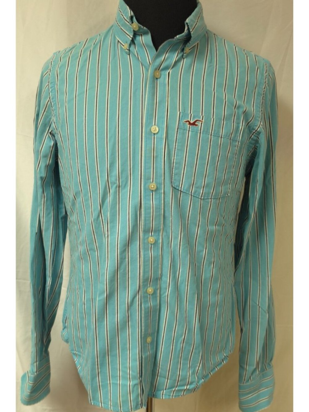Hollister California Pacific Merch Mens (M) Blue Stripe Button Down Logo Shirt